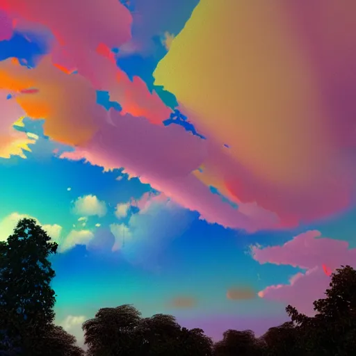 Image similar to multicolor clouds, volumetric lighting