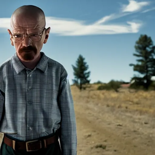 Image similar to A still of Walter White as Eleven in Stranger Things