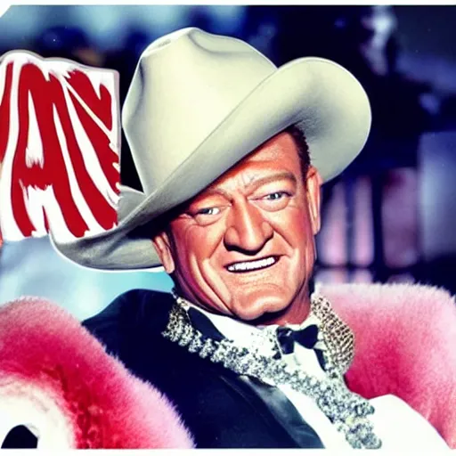 Image similar to “ john wayne in rupaul ’ s drag race ”