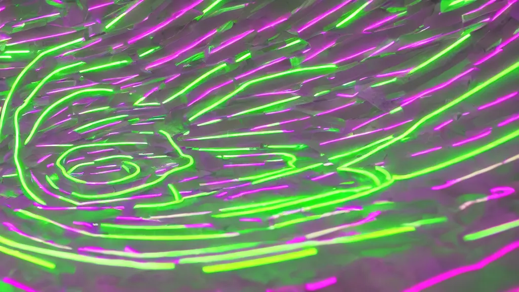 Prompt: a neon endless spiral, 8 k, rim lighting, lumen global illumination