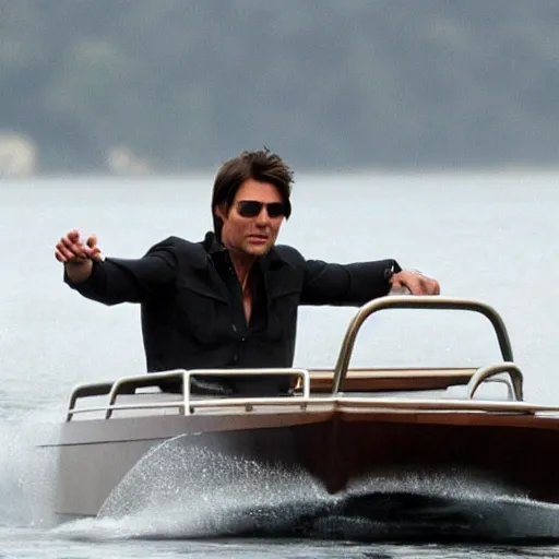 Image similar to tom cruise driving a boat