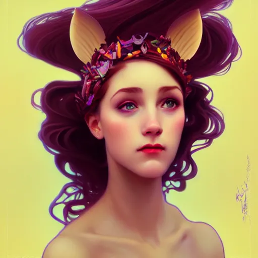 Image similar to portrait of a girl with a bundt cake on her head, digital art, cinematic, concept art, 8k, painting, imaginefx, cgsociety, art nouveau, Alphonse Mucha, trending on artstation