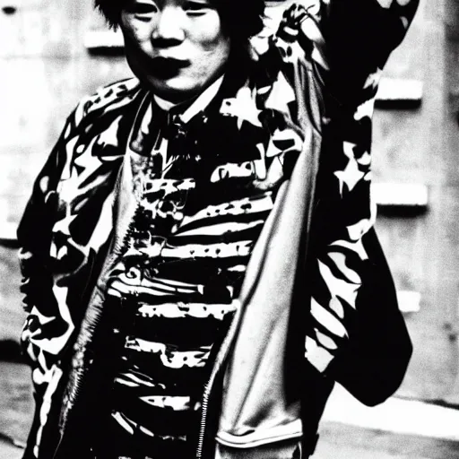 Image similar to A North Korean punk rocker, portrait, by Jamel Shabazz