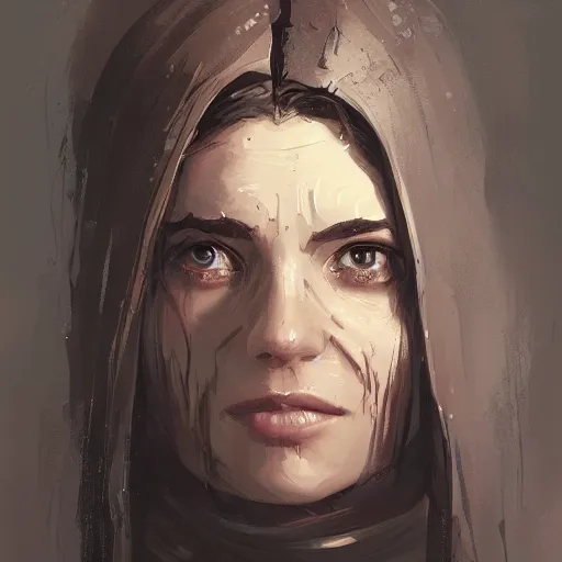 Image similar to portrait of an woman by Greg Rutkowski, she is about 20 years old, pretty, long brown wavy hair, scar near her mouth that makes her look like she's smiling all the time, wearing jedi robes, Star Wars Expanded Universe, highly detailed portrait, digital painting, artstation, concept art, smooth, sharp foccus ilustration, Artstation HQ