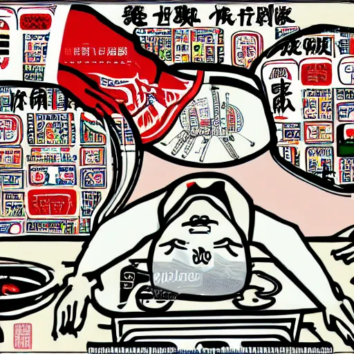 Image similar to chinese surgery operating table, in the style of daniel johnston and outsider art, 8k, line brush, overlaid with chinese adverts