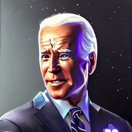 Prompt: cyborg joe biden, trending on artstation, detailed art, oil painting, science fiction