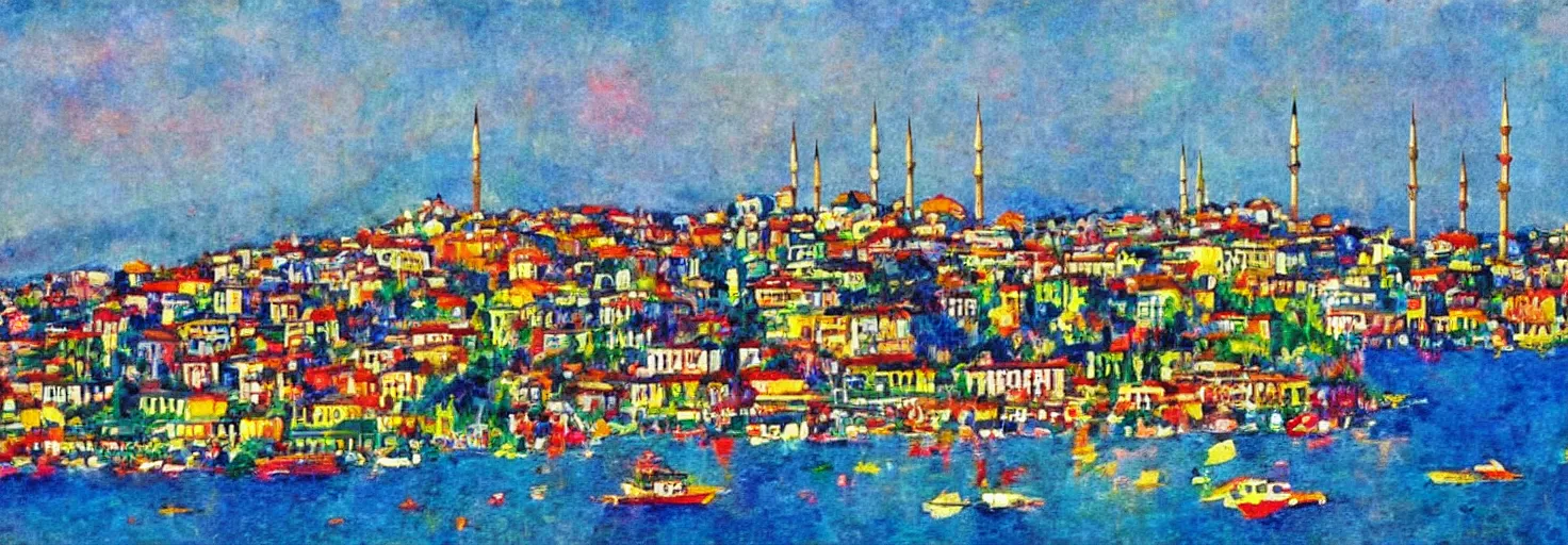 Prompt: Istanbul with a view on Bosporus in the style of Kandinsky