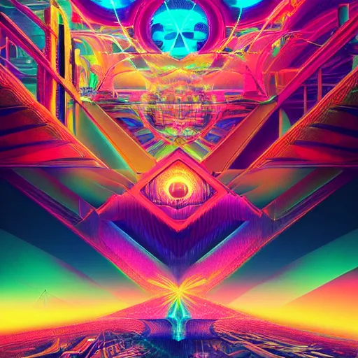 Image similar to matte painting of the sacred geometry of cyberpunk, brilliant colors, extremely detailed, very very detailed, in the style of alena aenami by Alex grey, HD, 4k, 8k