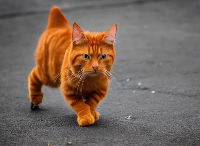 Prompt: ginger cat in mid action, symmetrical balance