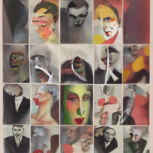 Image similar to A collage painting of multiple personalities in the style of Raoul Hausmann