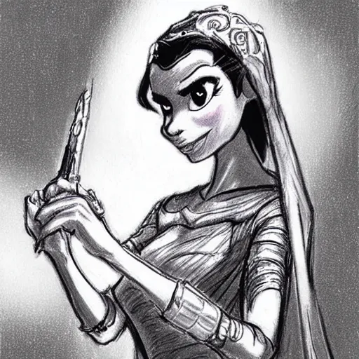 Image similar to milt kahl sketch of victoria justice as princess padme from star wars episode 3