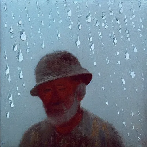 Image similar to “the old man in the rain oil panting”