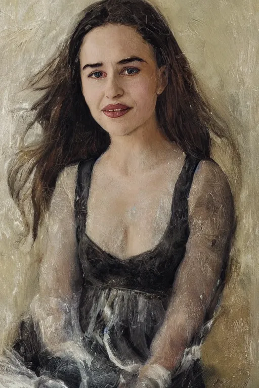 Image similar to beautiful oil painting with Emilia Clarke