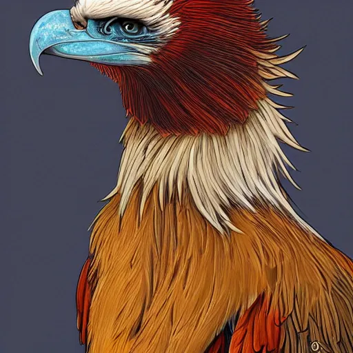 Prompt: a side portrait of a red bearded vulture made in a fantasy art style, highly detailed