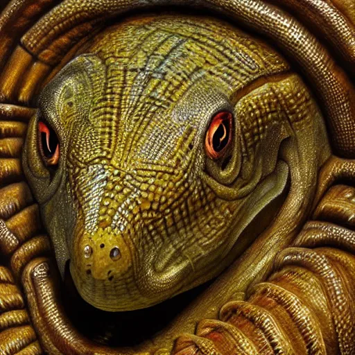 Prompt: detailed bust portrait of a noble fantasy humanoid moray eel warrior. bestiary illustration