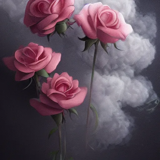 Image similar to Roses made of puffs of smoke, hazy, atmospheric, inspiring, digital art, award winning, artstation,