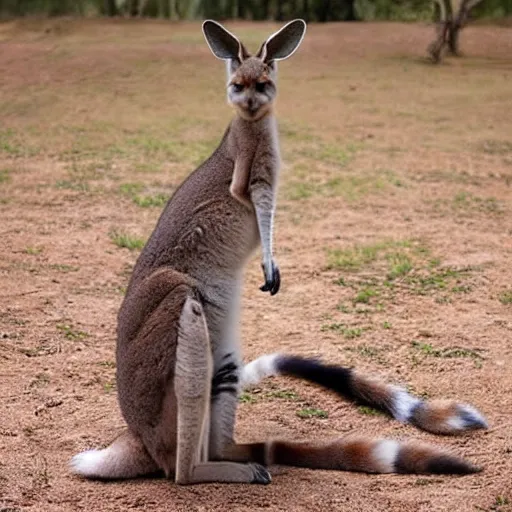 Image similar to a kangaroo - cat - hybrid, animal photography