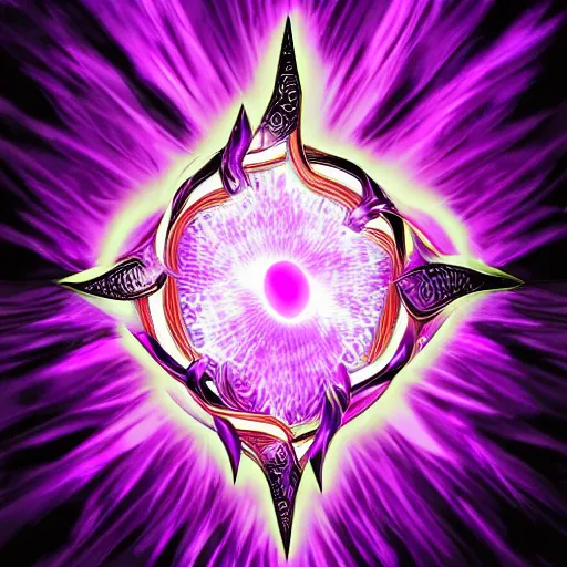 Prompt: a shield of purple energy, emanating and flowing energy, skill ability art, digital art, plain background