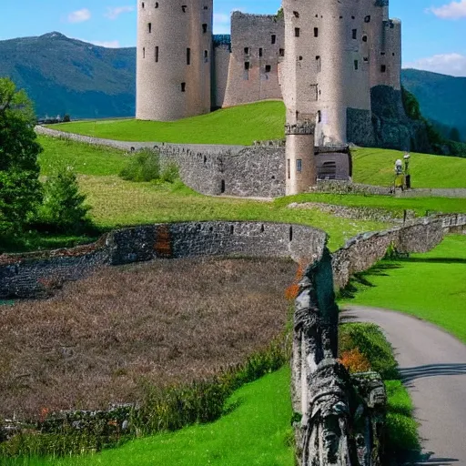 Prompt: beautiful landscape and castle further away