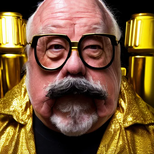 Image similar to dslr portrait photo still of wilfred brimley as a gangsta rapper with gold chains and gold teeth grills, 8 k, 8 5 mm f 1. 8