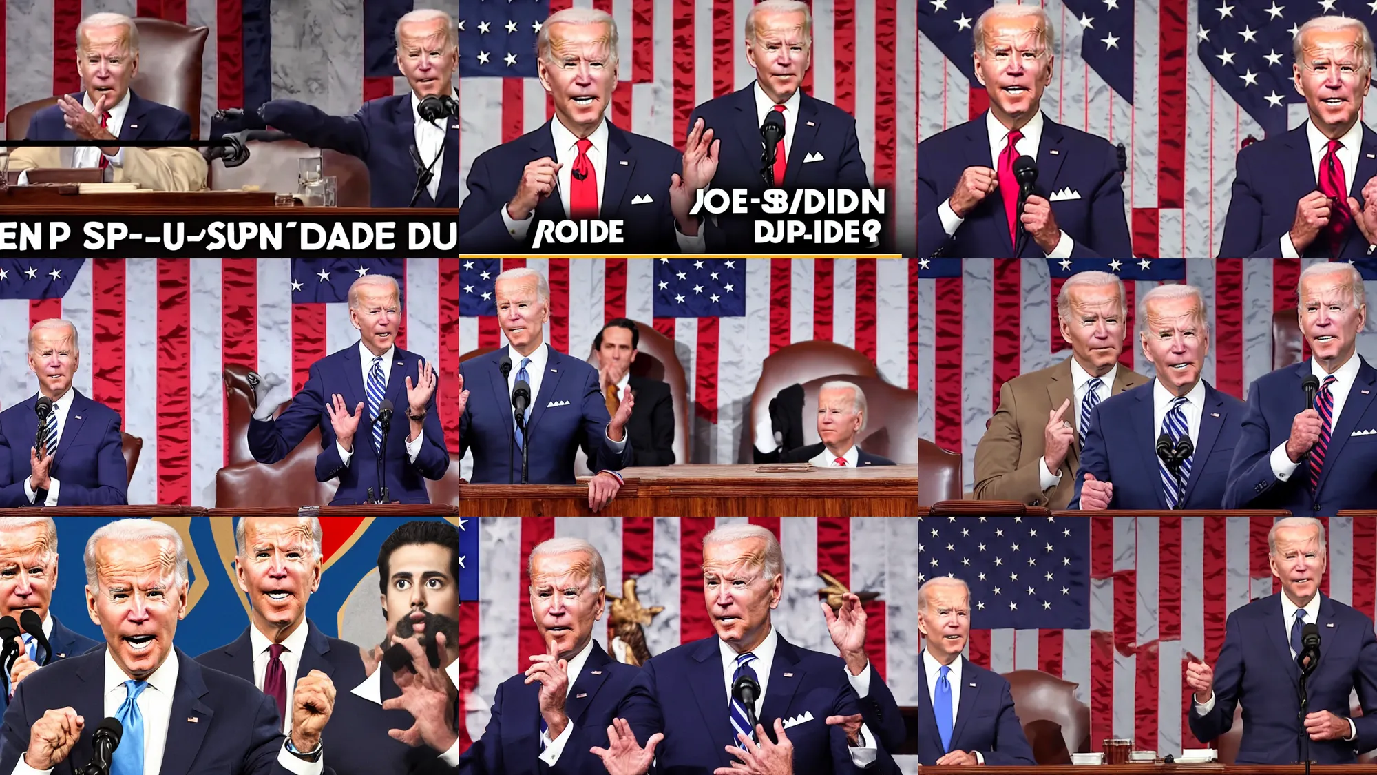 Prompt: Youtube thumbnail for a stand-up comedy routine in which Joe Biden gives the state of the union address