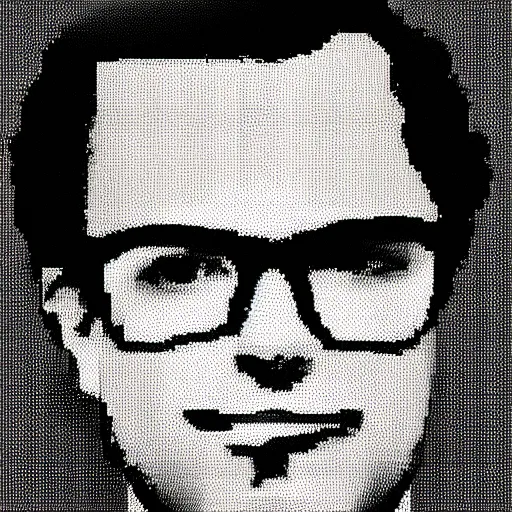 Prompt: pixel art of Josh Gondelman, black and white, clip art