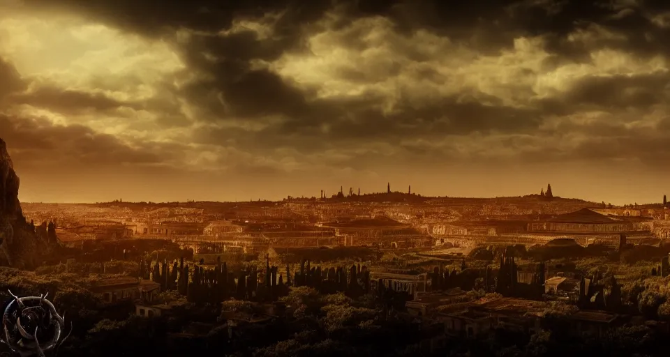 Image similar to a cinematic view of nokron, eternal city, elden ring, film, atmospheric perspective