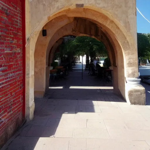 Prompt: the archway from that restaurant we liked