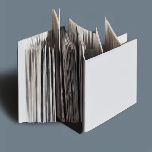 Prompt: a book inside a white cube