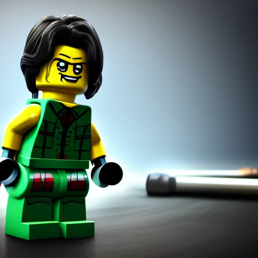 Prompt: lego of she hulk attorney at law who fighting the hulk, octane render, artistic, cinema 4 d, dark horror