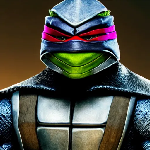 Image similar to still photo of the shredder from tmnt, highly detailed, photorealistic portrait, bright studio setting, studio lighting, crisp quality and light reflections, unreal engine 5 quality render