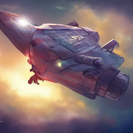 Image similar to a cat flying a space ship, digital artwork, high quality, artstation