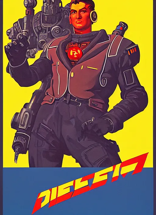 Image similar to soviet propaganda poster. cyberpunk mech pilot. portrait by jean giraud and anton otto fischer and john philip falter and will eisner and gil elvgren and pixar. realistic proportions. character art. science fiction d & d. tf 2, overwatch, rb 6 s, cyberpunk 2 0 7 7, blade runner 2 0 4 9.