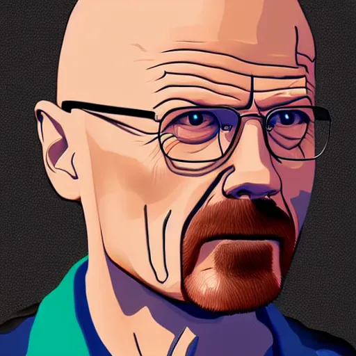 Prompt: Walter White, accurate anatomy, highly detailed, digital art, centered, portrait, colored vibrantly