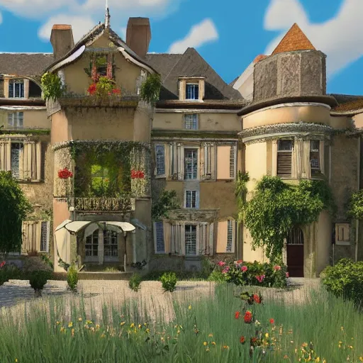 Prompt: assets for an impressionist video game set in a chateau in provence