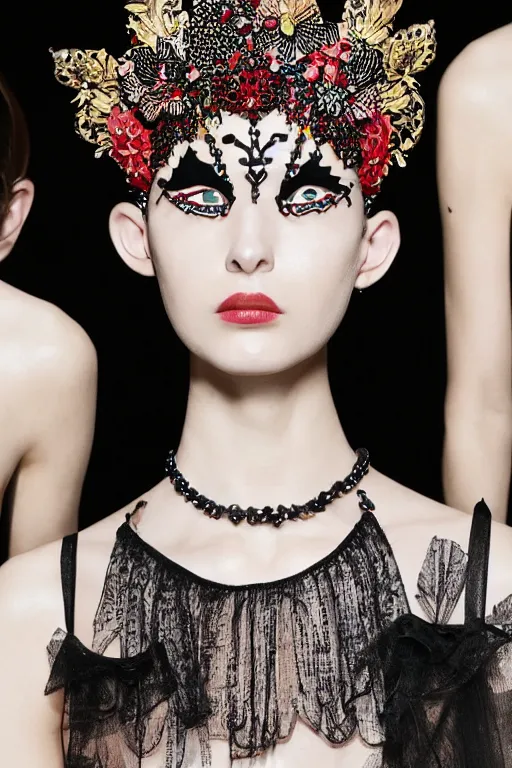 Image similar to valentino resort ss 2 0 1 7 with ornate mask headpiece