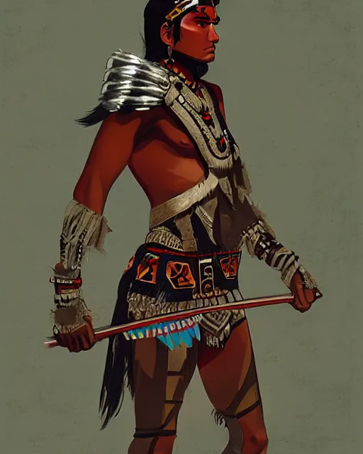 Image similar to aztec warrior, by ilya kuvshinov