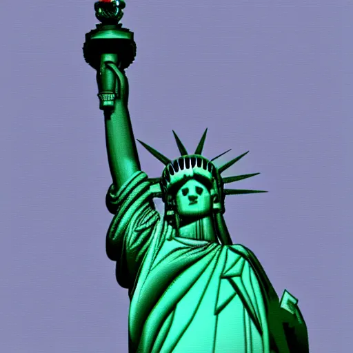 Prompt: statue of liberty z buffer render depth map