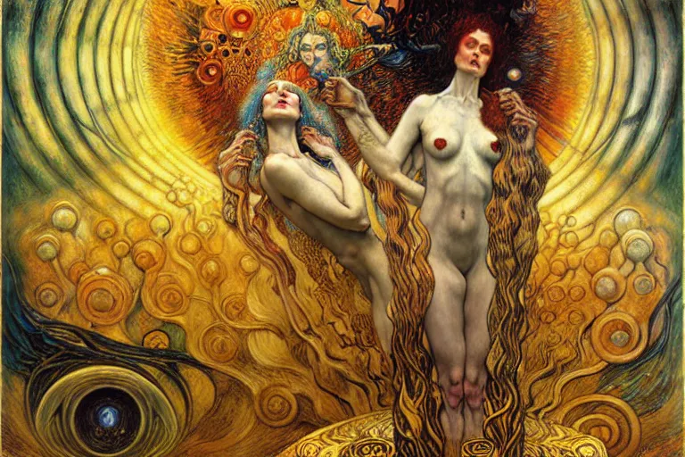 Image similar to Divine Chaos Engine by Karol Bak, Jean Delville, William Blake, Gustav Klimt, and Vincent Van Gogh, symbolist, visionary