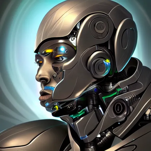 Prompt: cyborg robot profile portrait, detailed, character,