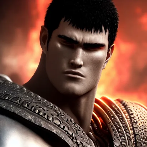 Prompt: portrait of guts from berserk, unreal engine, extremely detailed, bokeh