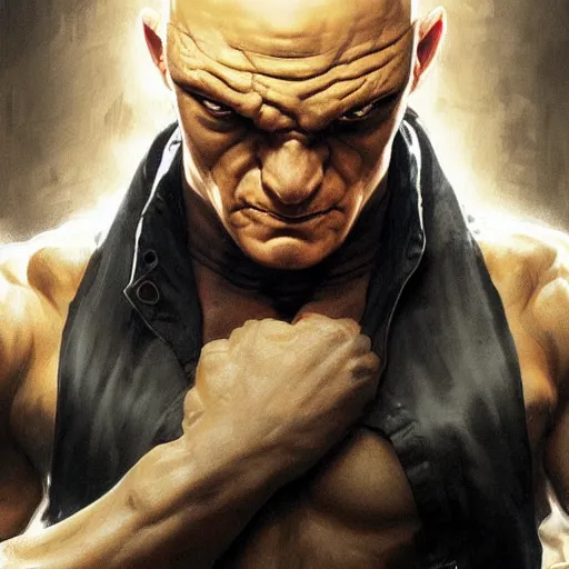 Prompt: anthony carrigan as sagat from street fighter, eye patch, 4 k, ultra realistic, detailed focused art by artgerm and greg rutkowski and alphonse mucha