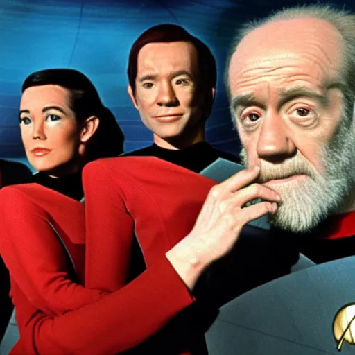 Image similar to george carlin on star trek the original series, tv show, sci fi,