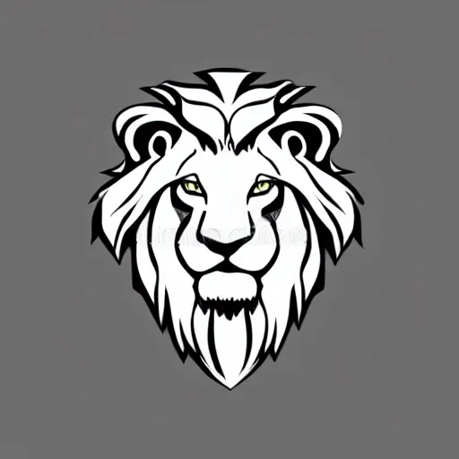 Prompt: white lion logo , vector illustration , 2d