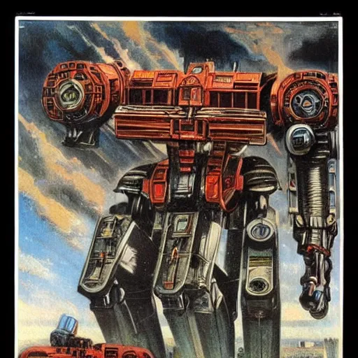 Prompt: deiselpunk soviet mecha propaganda art by james gurney