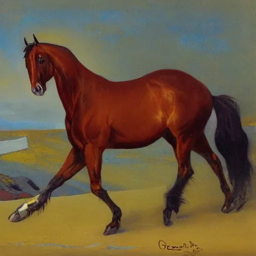 Prompt: a painting of a horse by Georges Ribemont-Dessaignes