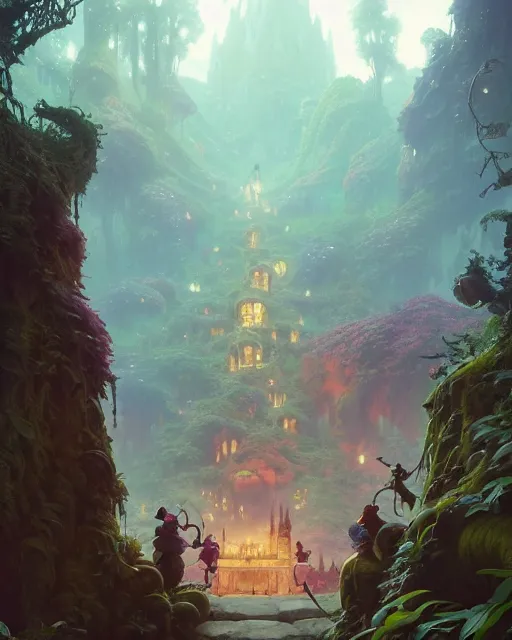 Image similar to highly detailed surreal vfx portrait of a happy orcs in a fairytale world, stephen bliss, unreal engine, greg rutkowski, loish, rhads, beeple, makoto shinkai and lois van baarle, ilya kuvshinov, rossdraws, tom bagshaw, alphonse mucha, global illumination, detailed and intricate environment