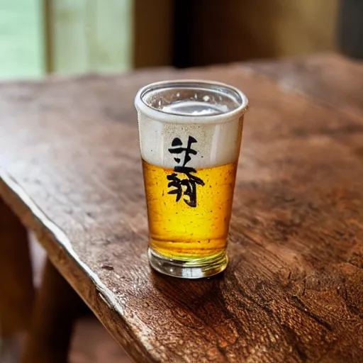 Image similar to beer cup on a wabi - sabi table