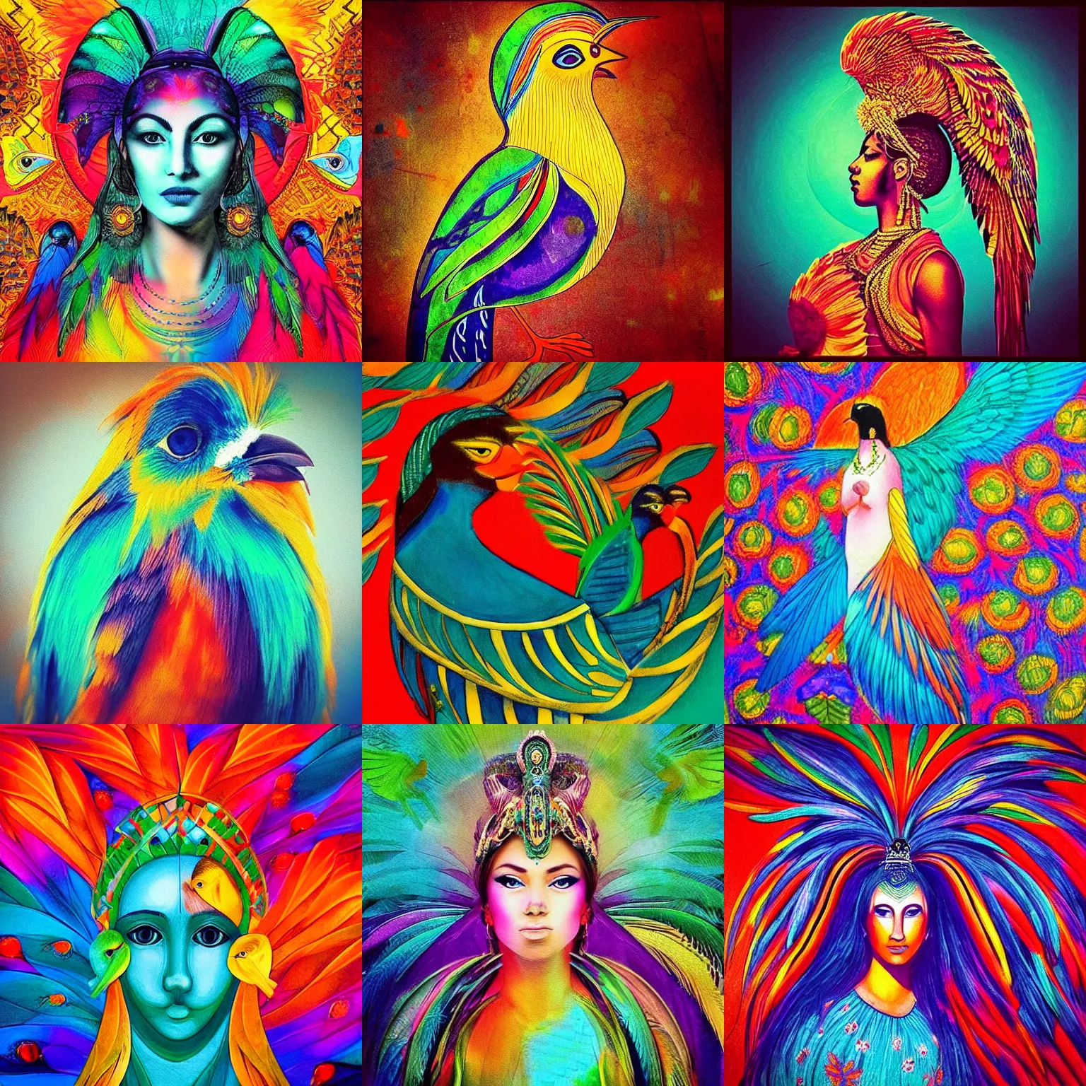 Prompt: “a stunning portrait of goddess of bird , beautiful colors , vibrant ,dramatic”