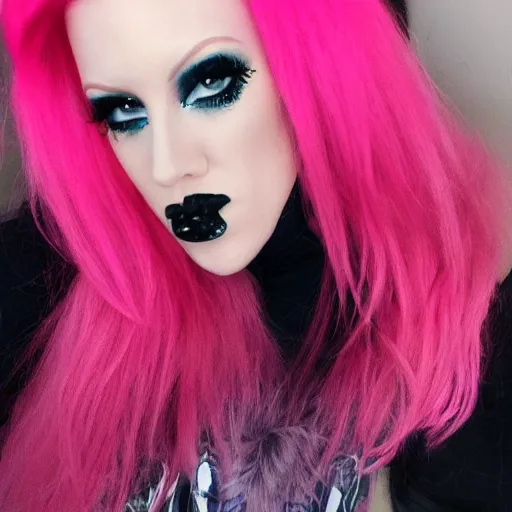 Image similar to jeffree star 2 0 0 0 s selfie with pink red hair